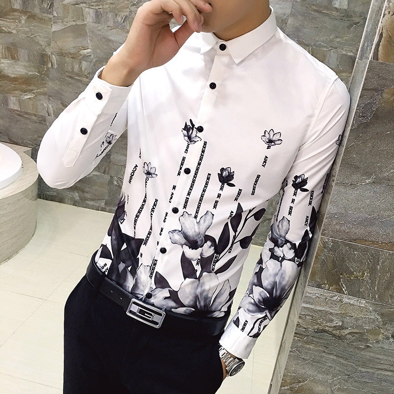 Designer Shirts Printed Men's Long-sleeved Shirts