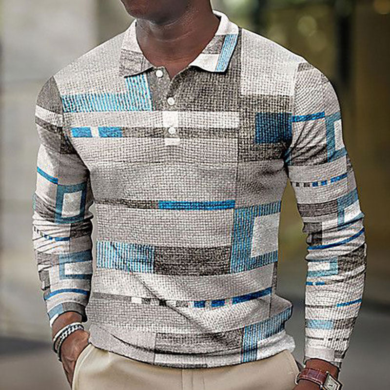 Patchwork Style Long Sleeve Men's Shirt