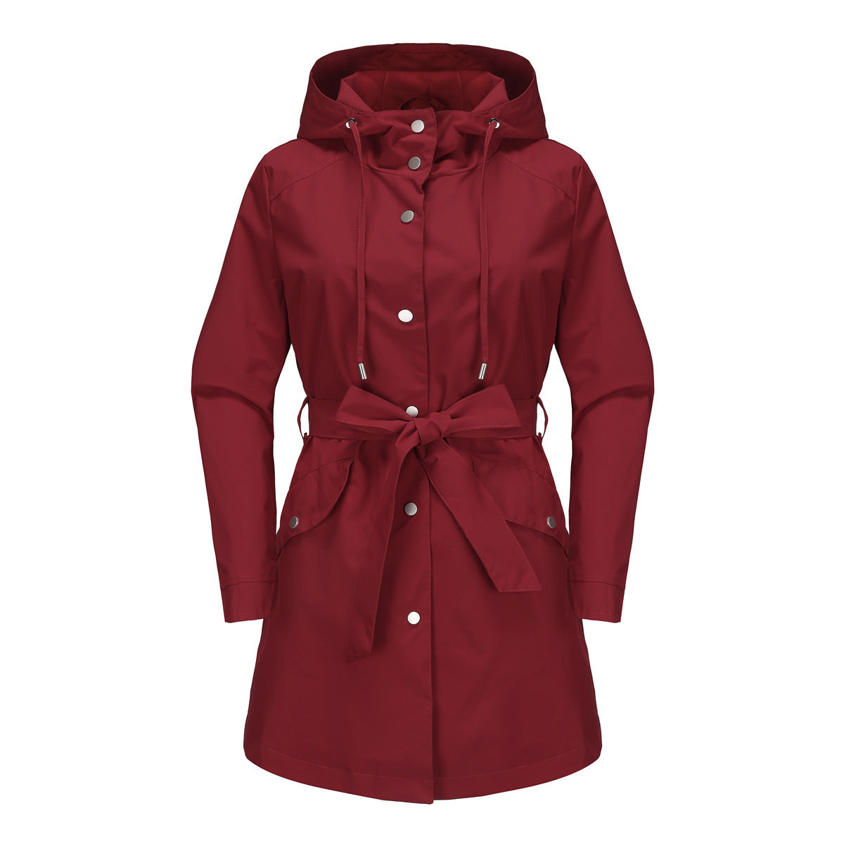 Hooded Waterproof Coat With Belt