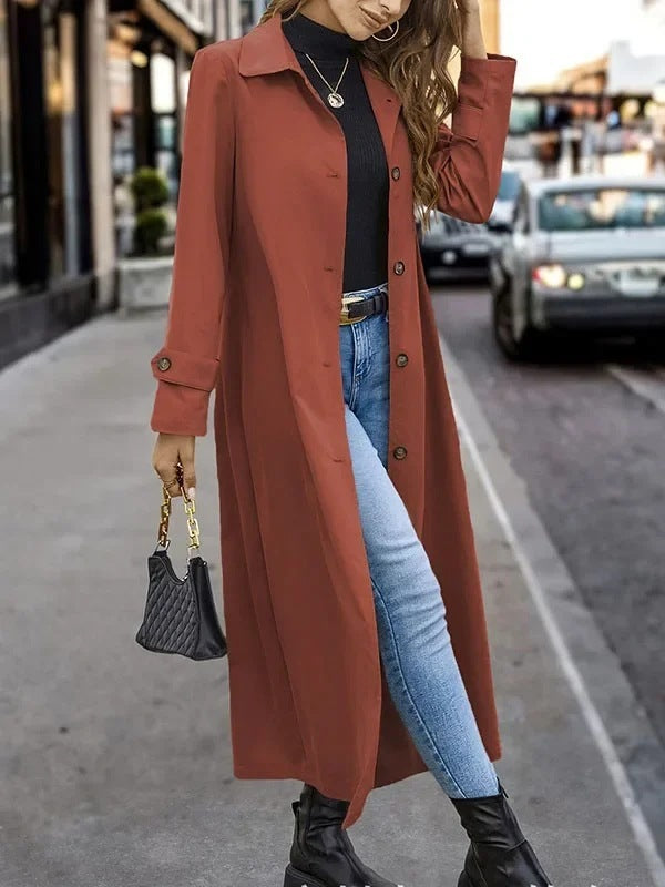 Business Casual Button Long Trench Coat