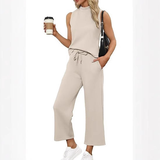 Sleeveless Top & Wide Leg Cropped Pants Set