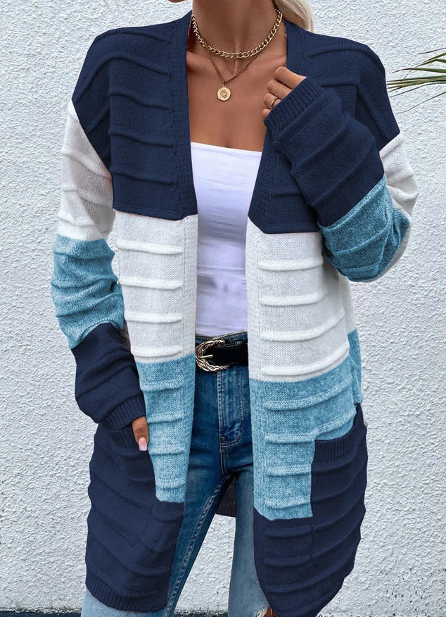 Tri-Color Comfy Style Cardigan