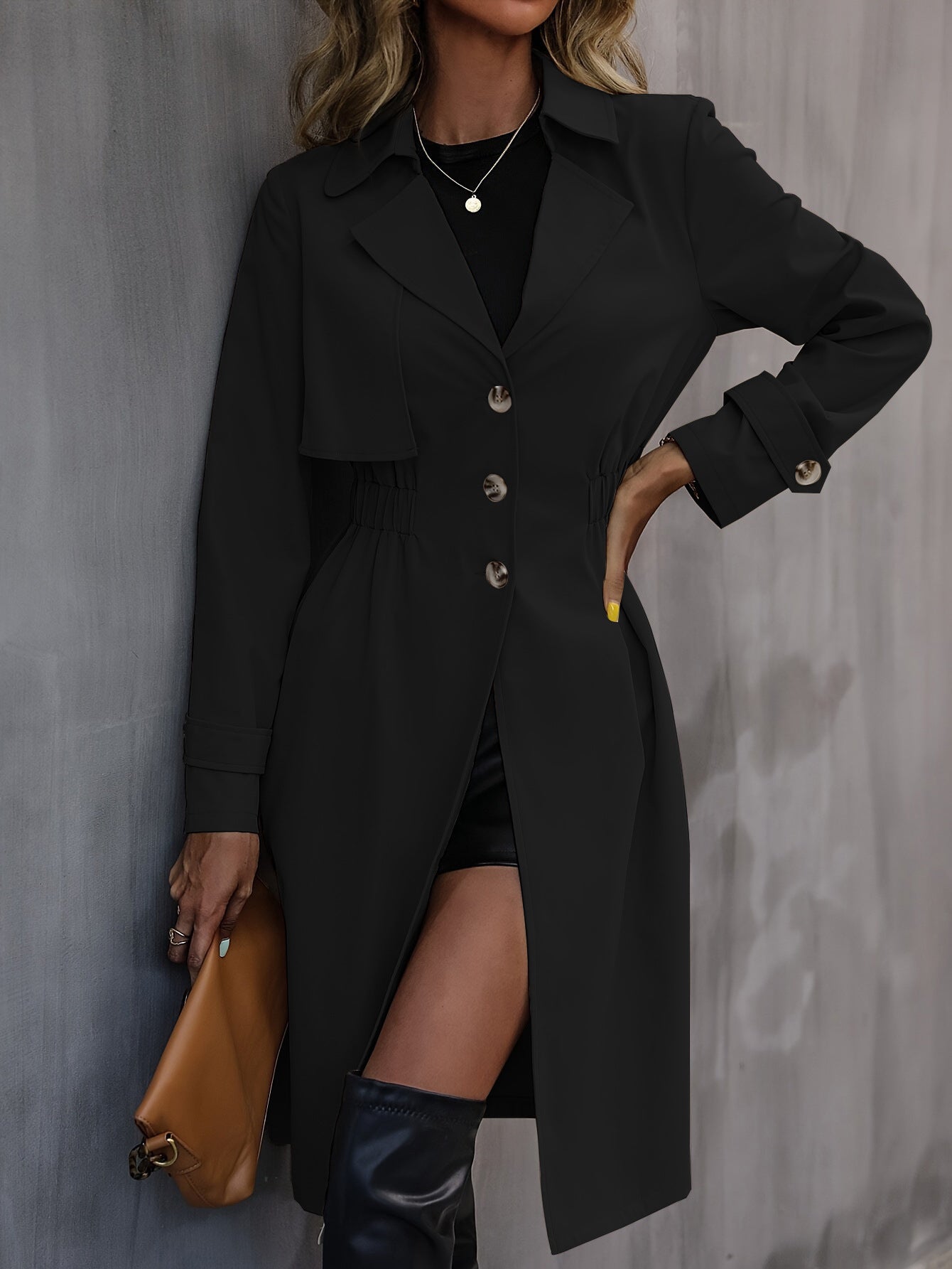 Cinched Waist Style Trench Coat