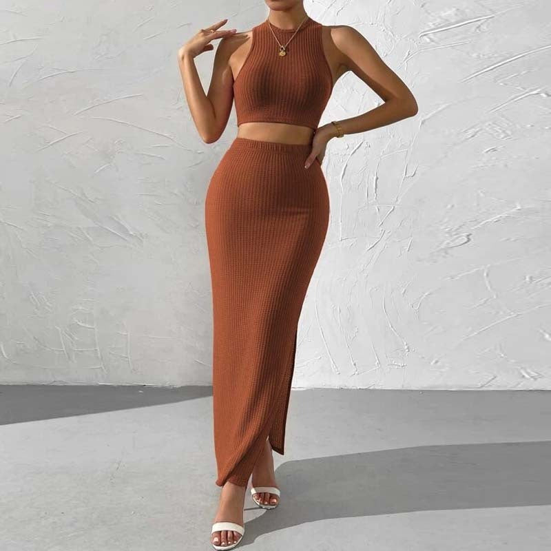 Women's Knitted Long Skirt Set