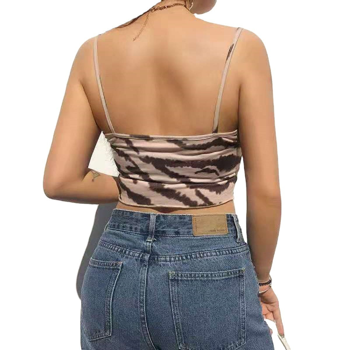 Tiger Stripe Lace Stitching Slim Camisole