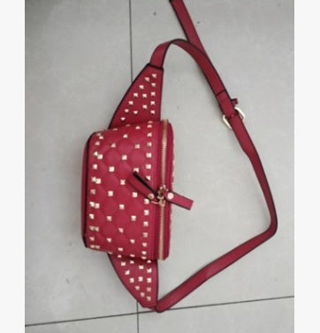 Studded rhombic pocket bag