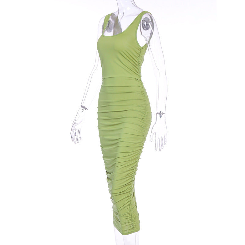 Pleated cleavage dress