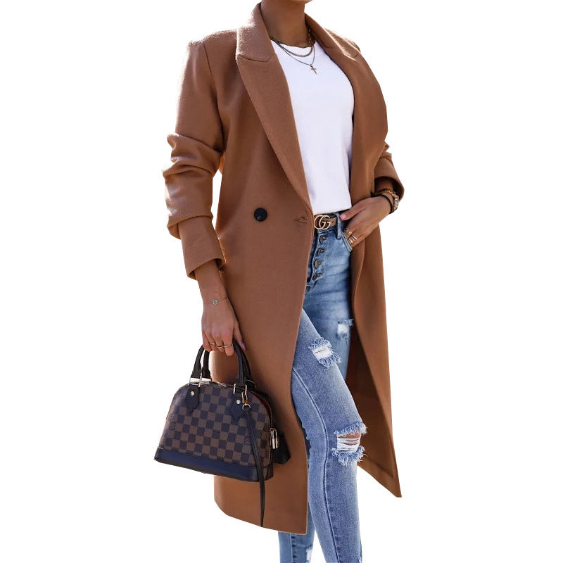 Minimalist Long Sleeve Button Split Coat