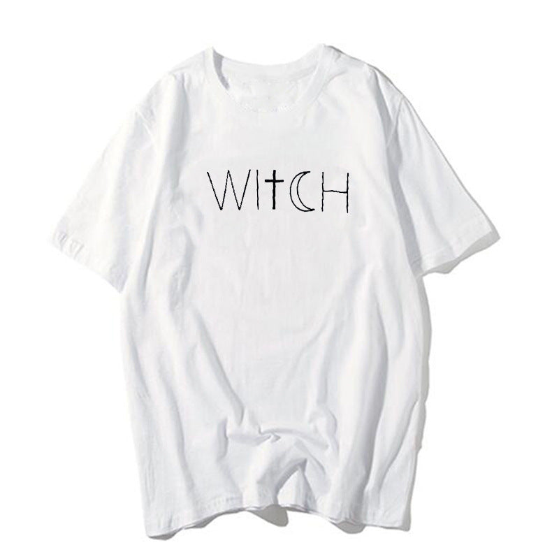 Witch print casual T-shirt