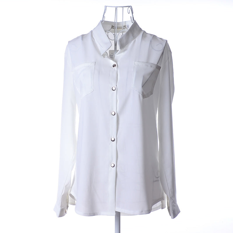 Business Casual Chiffon Style Long Sleeve Shirt