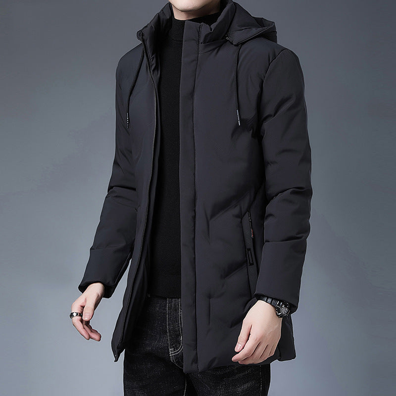 Mid-length Detachable Hood Warm Coat