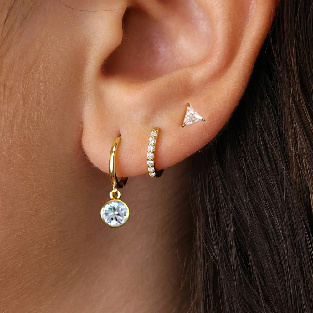 Micro Inlay Round Zircon Earrings