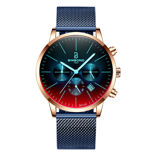 Ultra-thin Multi-Function Men s Waterproof Blue Sports Watch