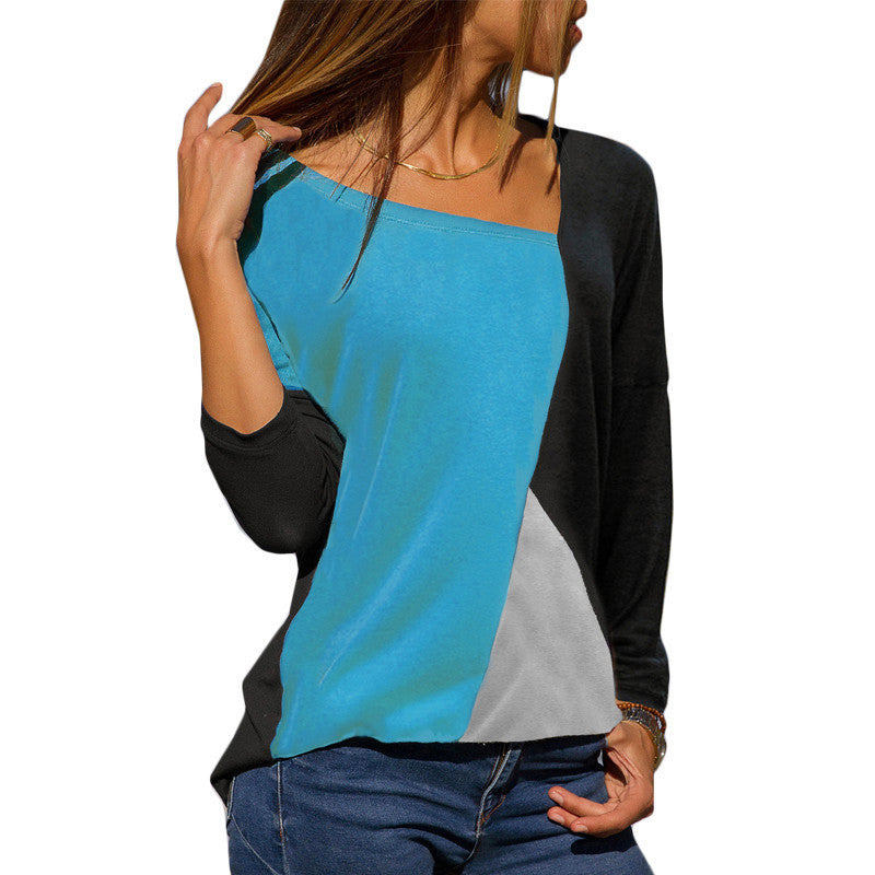 Business Casual Long Sleeve Color Blocking Shirt