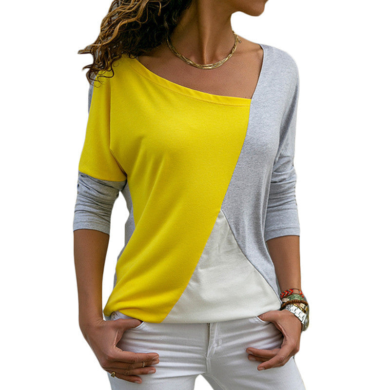 Business Casual Long Sleeve Color Blocking Shirt