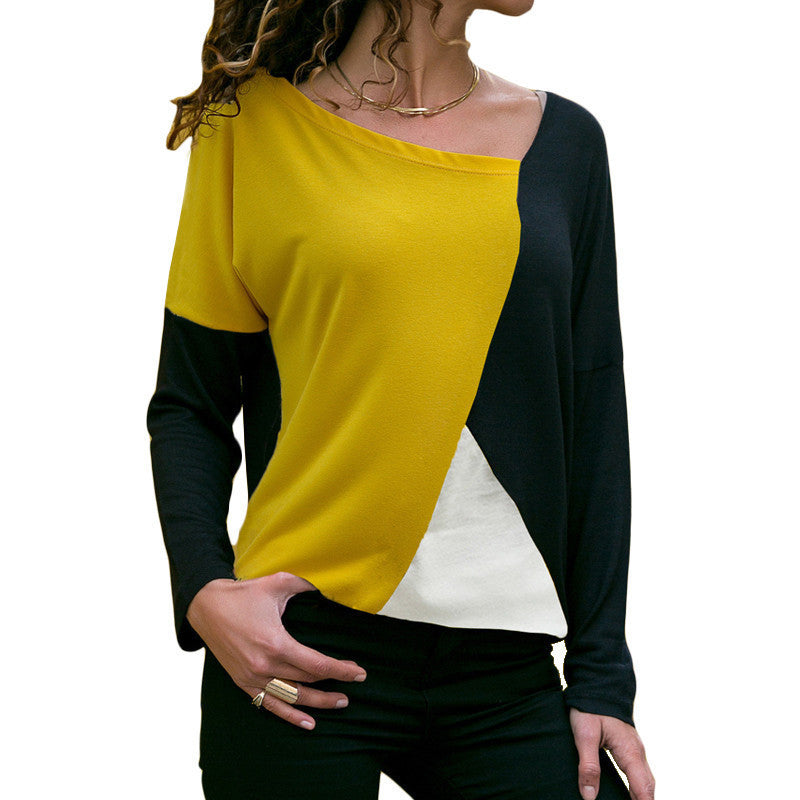 Business Casual Long Sleeve Color Blocking Shirt
