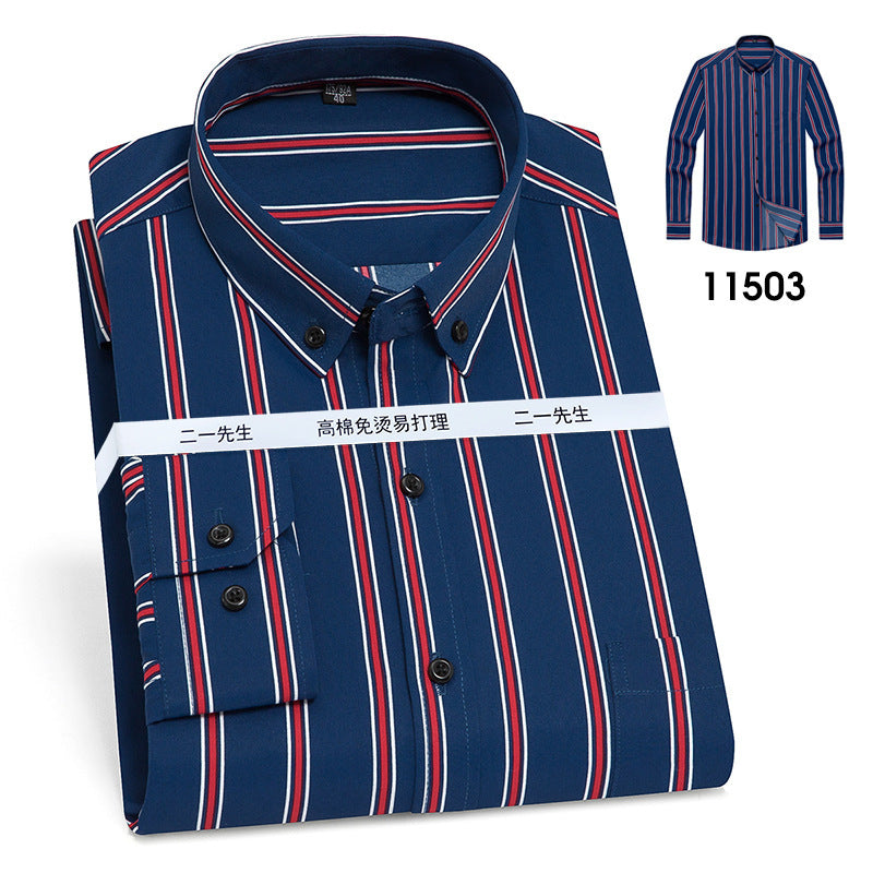 Red, White, & Blue Vertical Stripes Business Casual Shirt