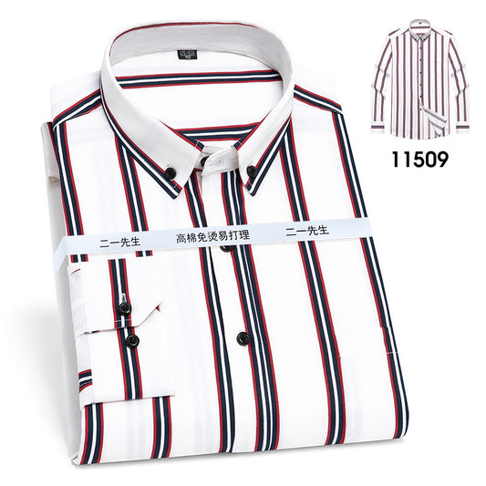 Red, White, & Blue Vertical Stripes Business Casual Shirt