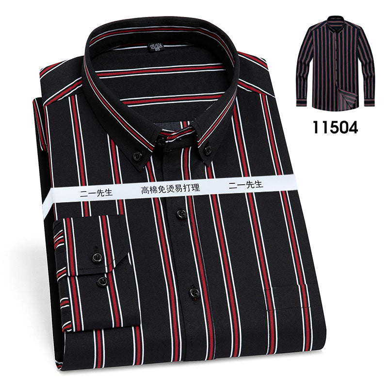 Red, White, & Blue Vertical Stripes Business Casual Shirt
