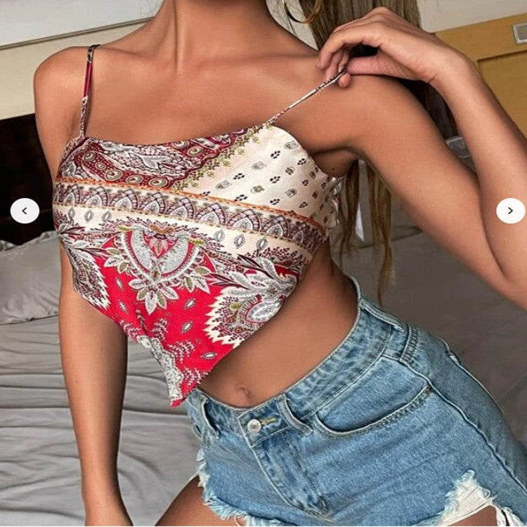 One-neck Style Print Camisole Vest