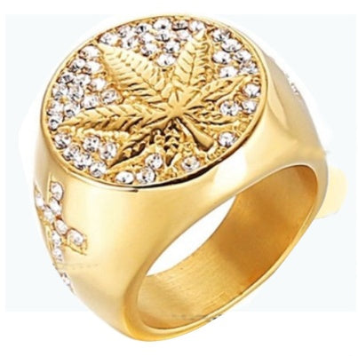 Canadian Hemp Leaf Cross Ring Jewelry