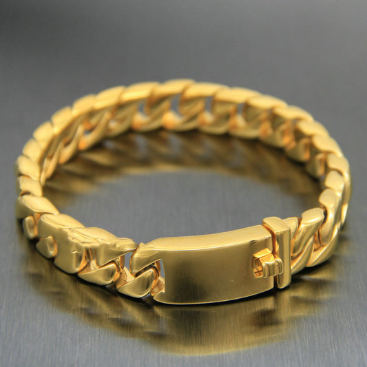 Men's Thick Chain Titanium Steel Gold Bracelet