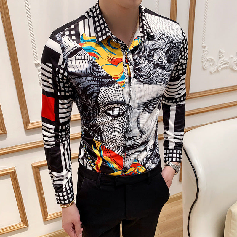 Designer Shirts Printed Men's Long-sleeved Shirts