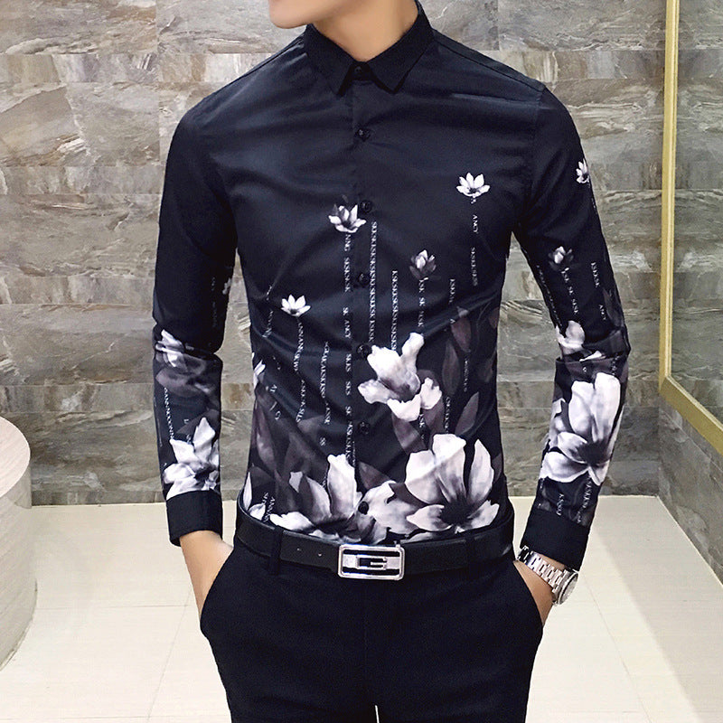 Designer Shirts Printed Men's Long-sleeved Shirts