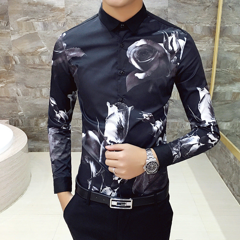 Designer Shirts Printed Men's Long-sleeved Shirts