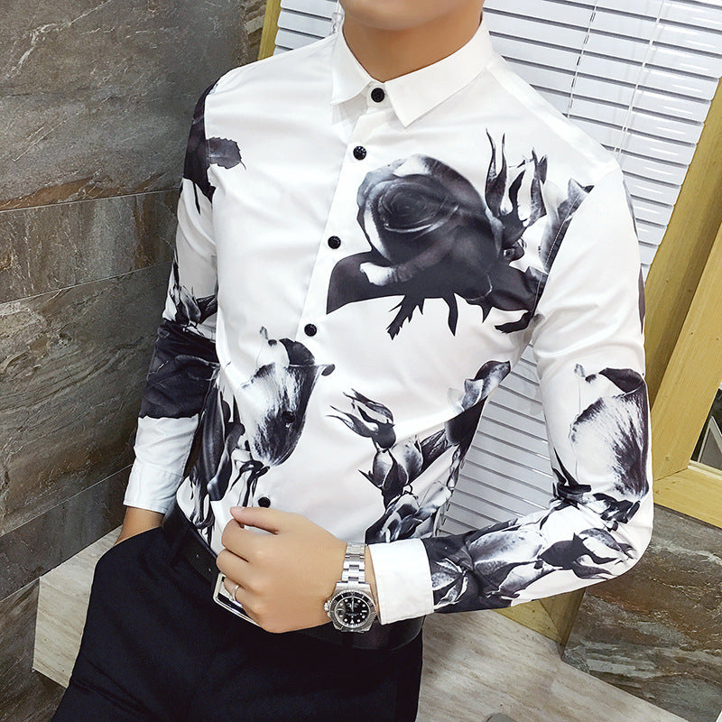 Designer Shirts Printed Men's Long-sleeved Shirts