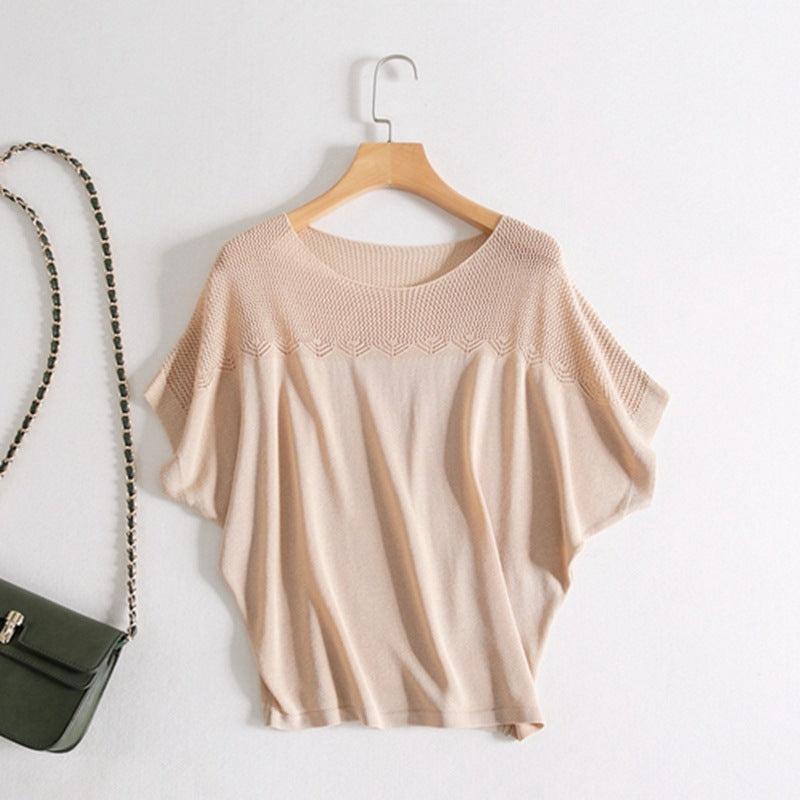 Women's Short-sleeved Knitted Simple Loose Top