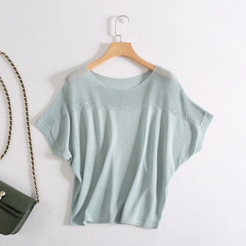 Women's Short-sleeved Knitted Simple Loose Top