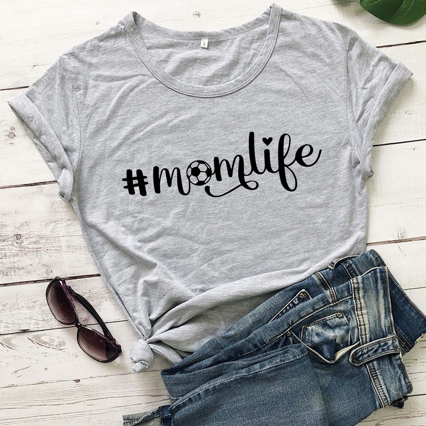 (#Mom-Life) Short-sleeved Round Neck T-shirt