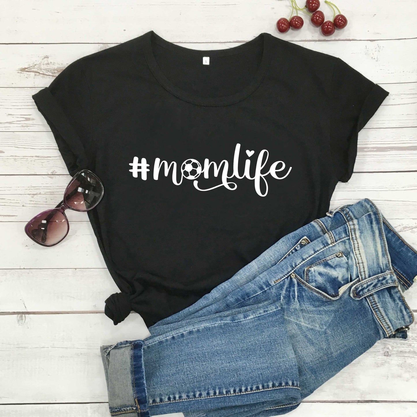 (#Mom-Life) Short-sleeved Round Neck T-shirt