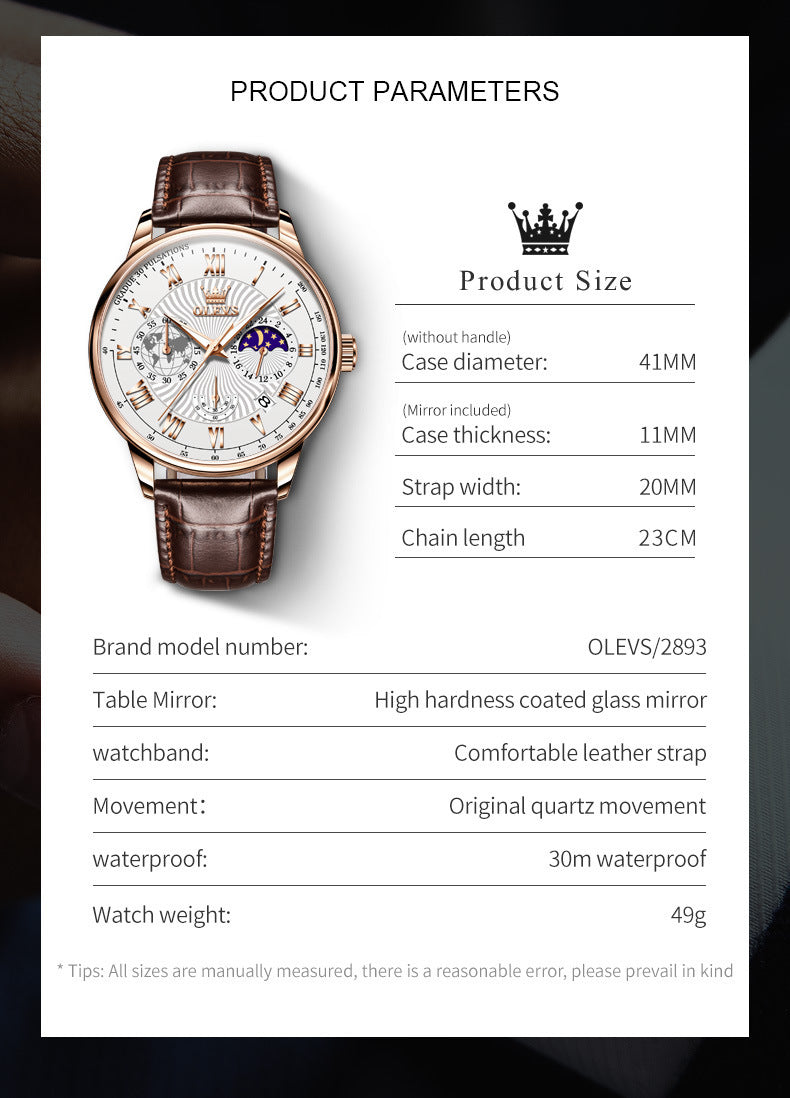 Men's Luminous Multifunctional Business Quartz Watch