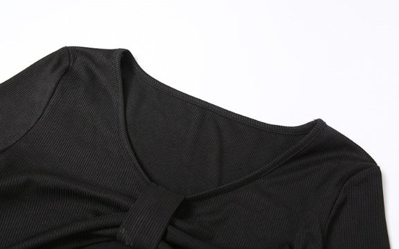 Long Sleeve T-shirt High Slit Skirt Two-piece Set