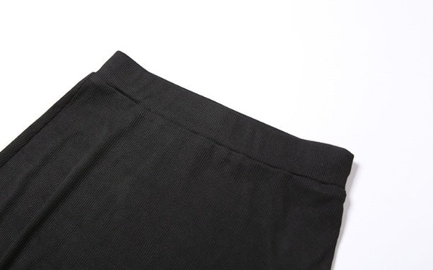 Long Sleeve T-shirt High Slit Skirt Two-piece Set