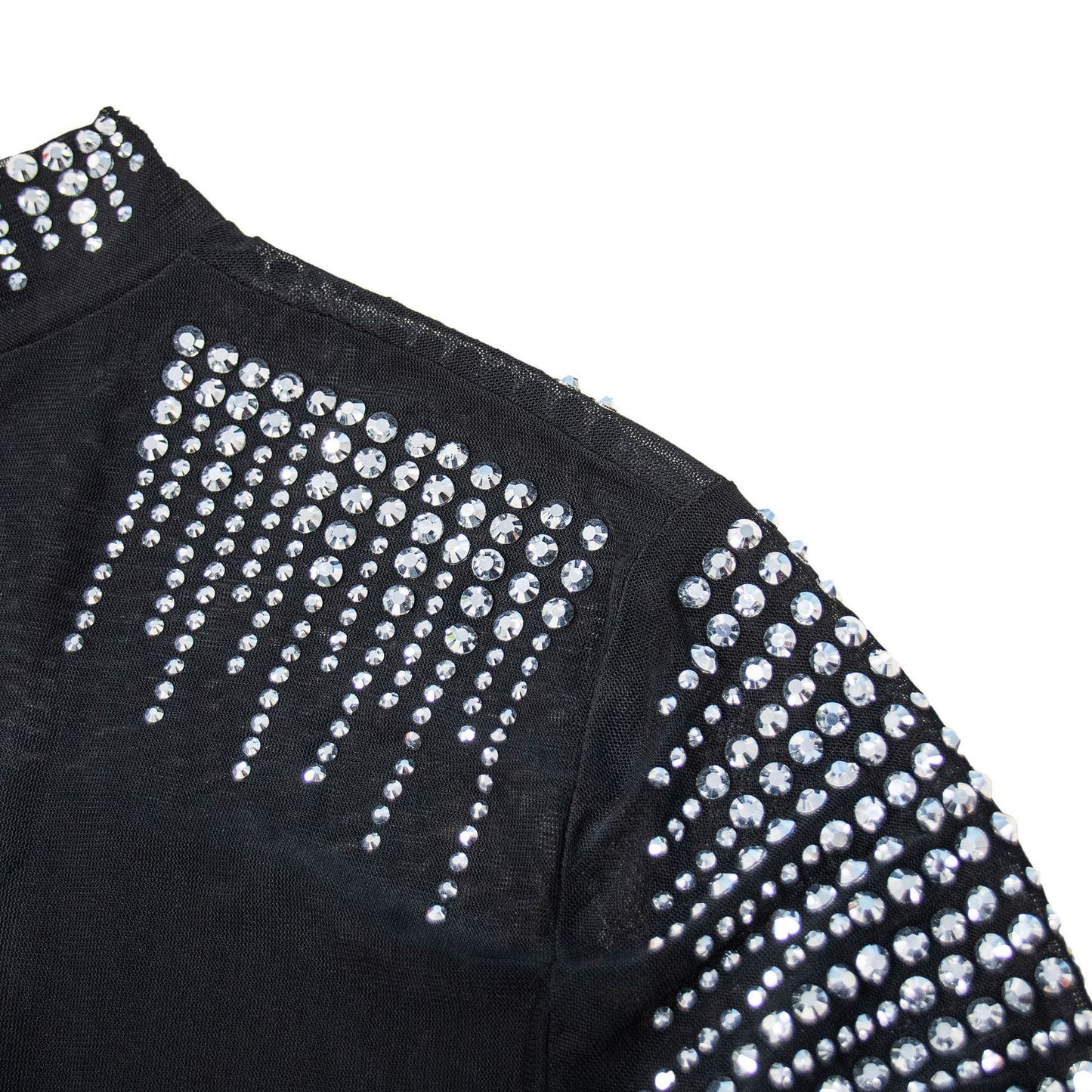 Mesh Rhinestone Long-sleeved Jumpsuit