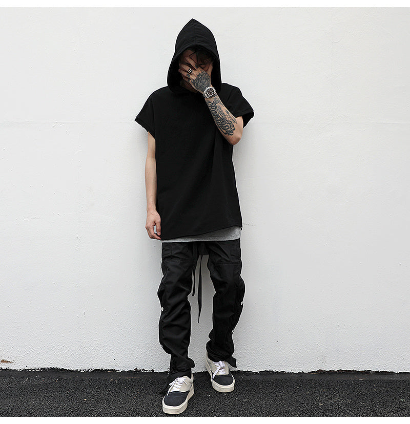 Solid color sleeveless hoodie