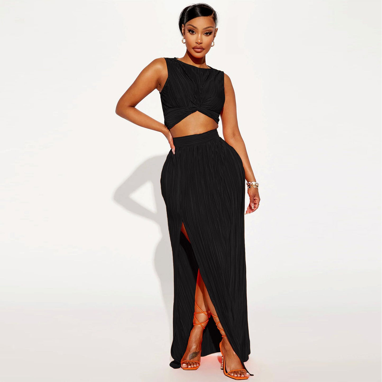 Slit Dress Two-piece Set