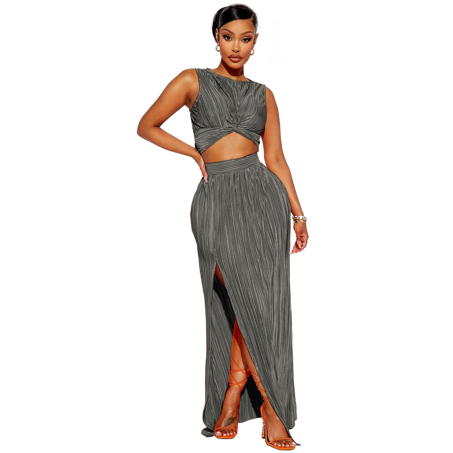 Slit Dress Two-piece Set