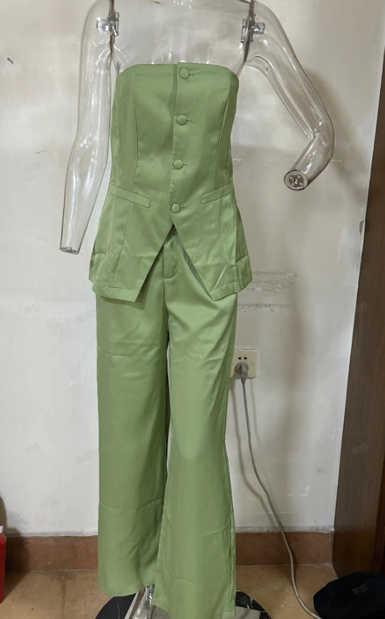 Business Casual Graceful Button Top Pants Suit