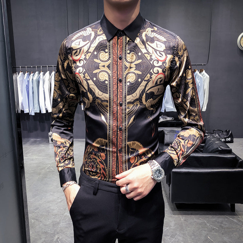 Designer Shirts Printed Men's Long-sleeved Shirts