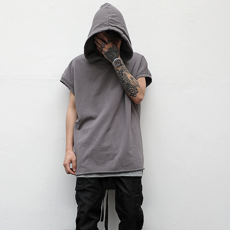 Solid color sleeveless hoodie