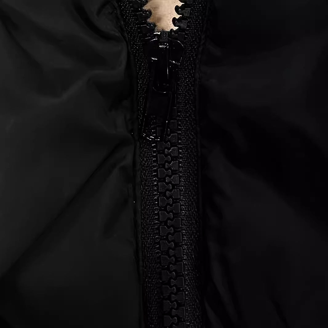 French Zipper Sleeveless Hoodie Puffer Jacket