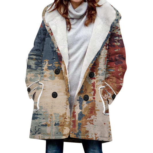 Designer Style Faux Lamb Hooded Coat