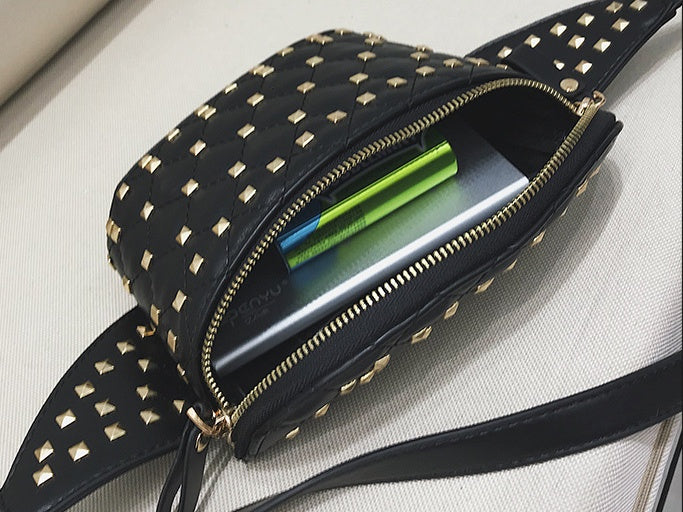 Studded rhombic pocket bag