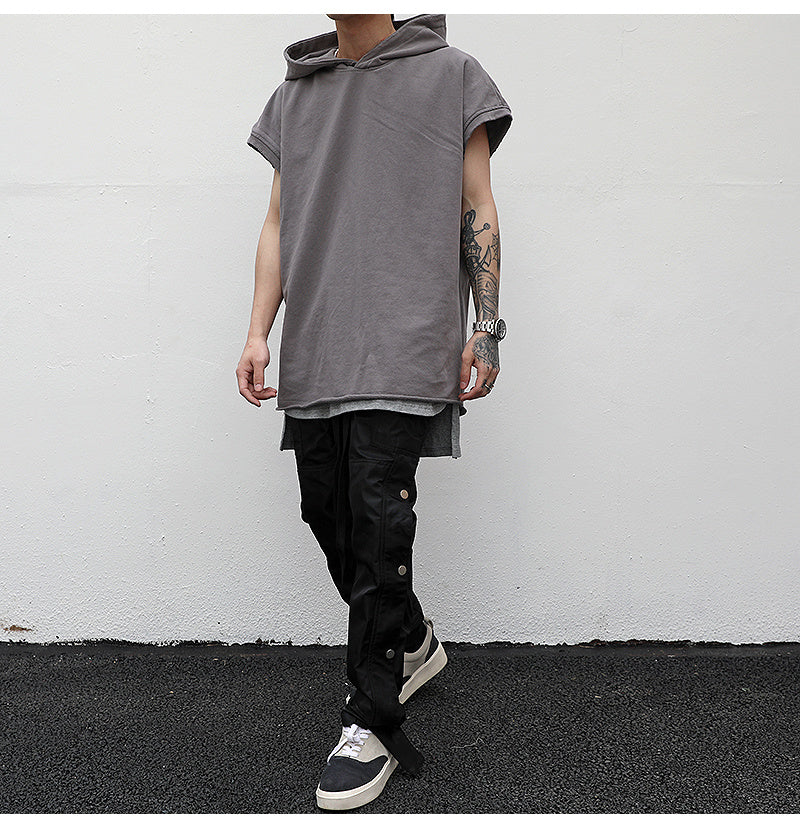 Solid color sleeveless hoodie
