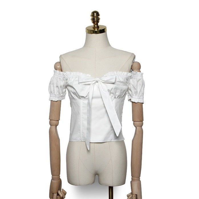 Sexy Bowknot Collar Short-sleeved Shirt