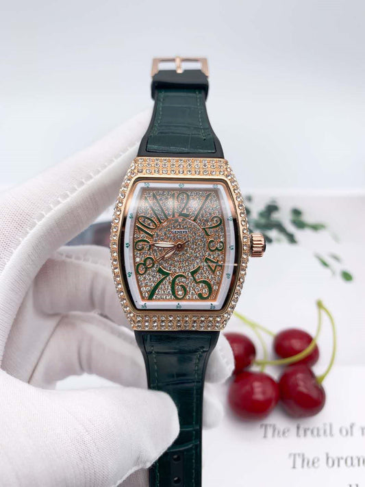 Diamond style belt quartz watch